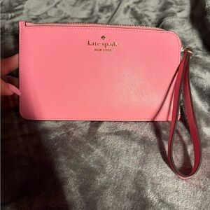 kate spade Pink Zip Wristlet with Gold Logo